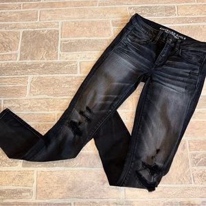 AEO Distressed Jeggings US 2 Womens Dark Gray Jean